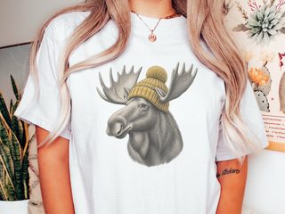 Winter Moose Yellow Beanie funny shirt - photo 1