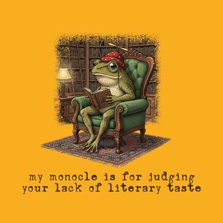 Monocle Frog Judging Literary Taste. Academic Book Snob Sarcastic Tee.