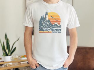 Retro Lighthouse Sunset Waves funny shirt - photo 1