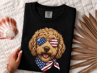 Patriotic Labradoodle American Flag doodle dog shirt - photo 2