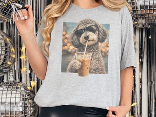 Schnoodle Drinking Iced Coffee Cool Dog doodle dog shirt - photo 3