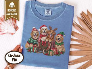 Golden Retrievers Christmas Sleigh doodle dog shirt - photo 7