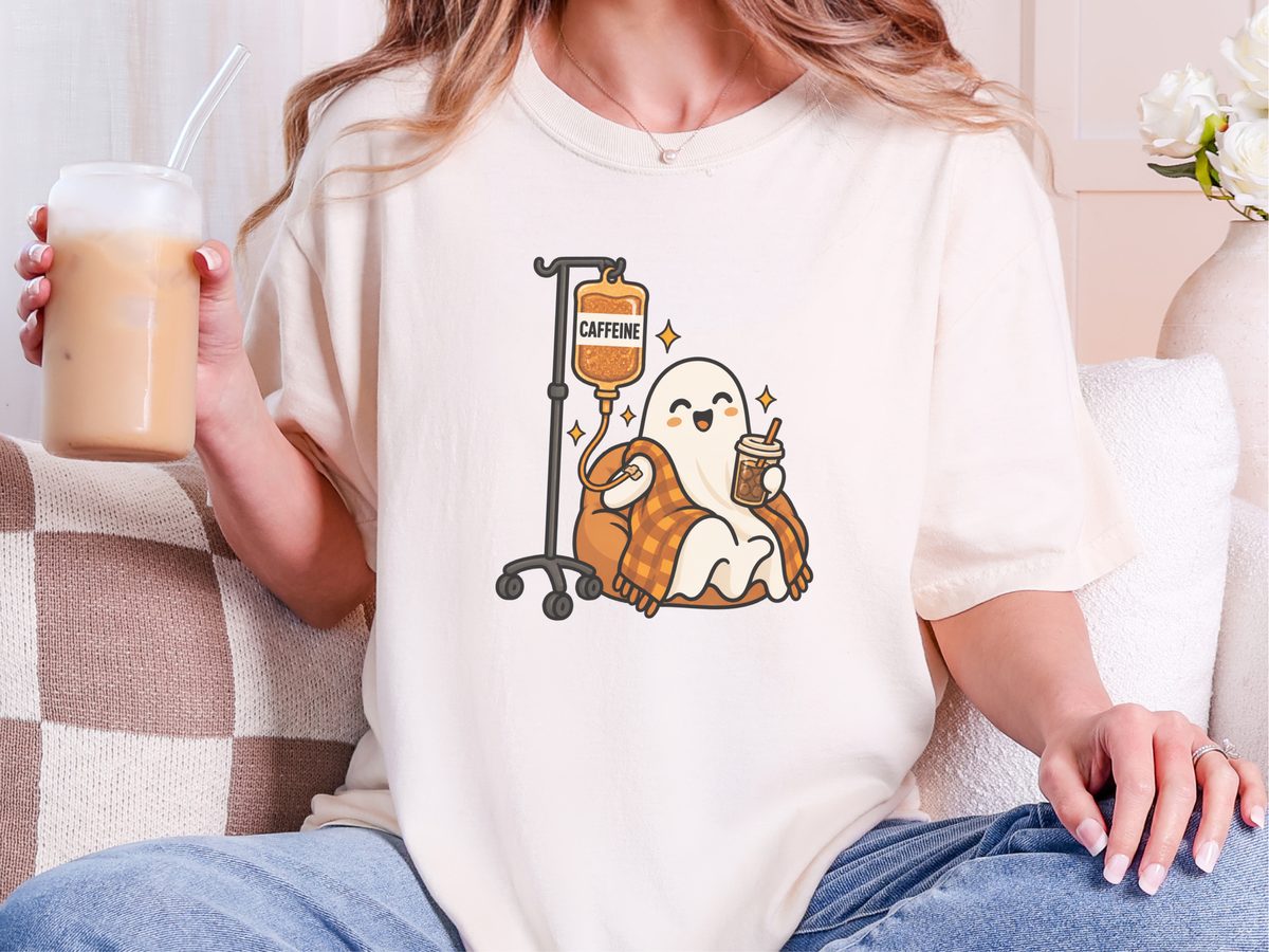 Cozy Caffeine Iv Ghost Shirt Spooky Season Tee