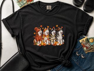 Autumn Huskies Harvest Group doodle dog shirt - photo 2