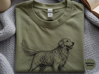 Golden Retriever Sketch funny shirt - photo 6