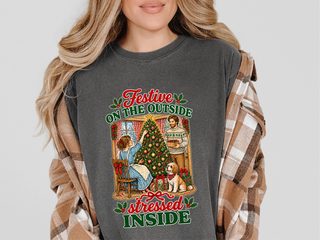 Festive Outside Stressed Inside Decorating funny shirt - photo 2