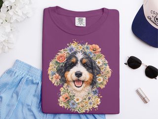 Comfort Colors Bernedoodle Floral Crown Portrait doodle dog shirt - photo 5