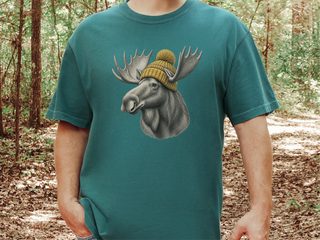 Winter Moose Yellow Beanie funny shirt - photo 8