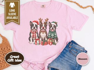 Three Boston Terriers Christmas doodle dog shirt - photo 5