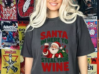 Winking Santa Wine Lover funny shirt - photo 5
