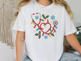 Christmas Stethoscope Heart Lights funny shirt - photo 3