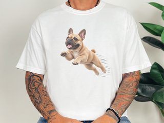 Jumping French Bulldog Speed Lines doodle dog shirt - photo 3