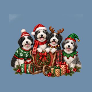 Sheepadoodles In Christmas Sleigh Sheepadoodle Christmas Shirt