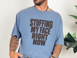 Stuffing My Face Brown Lettering funny shirt - photo 7