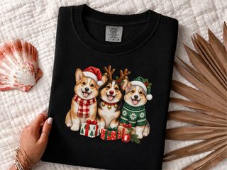 Christmas Corgis Holiday Trio doodle dog shirt - photo 2