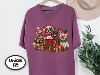 Christmas French Bulldogs Wooden Sleigh doodle dog shirt - photo 6