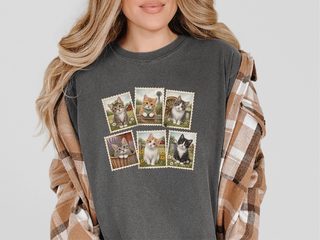 Vintage Country Cats Stamps funny shirt - photo 3