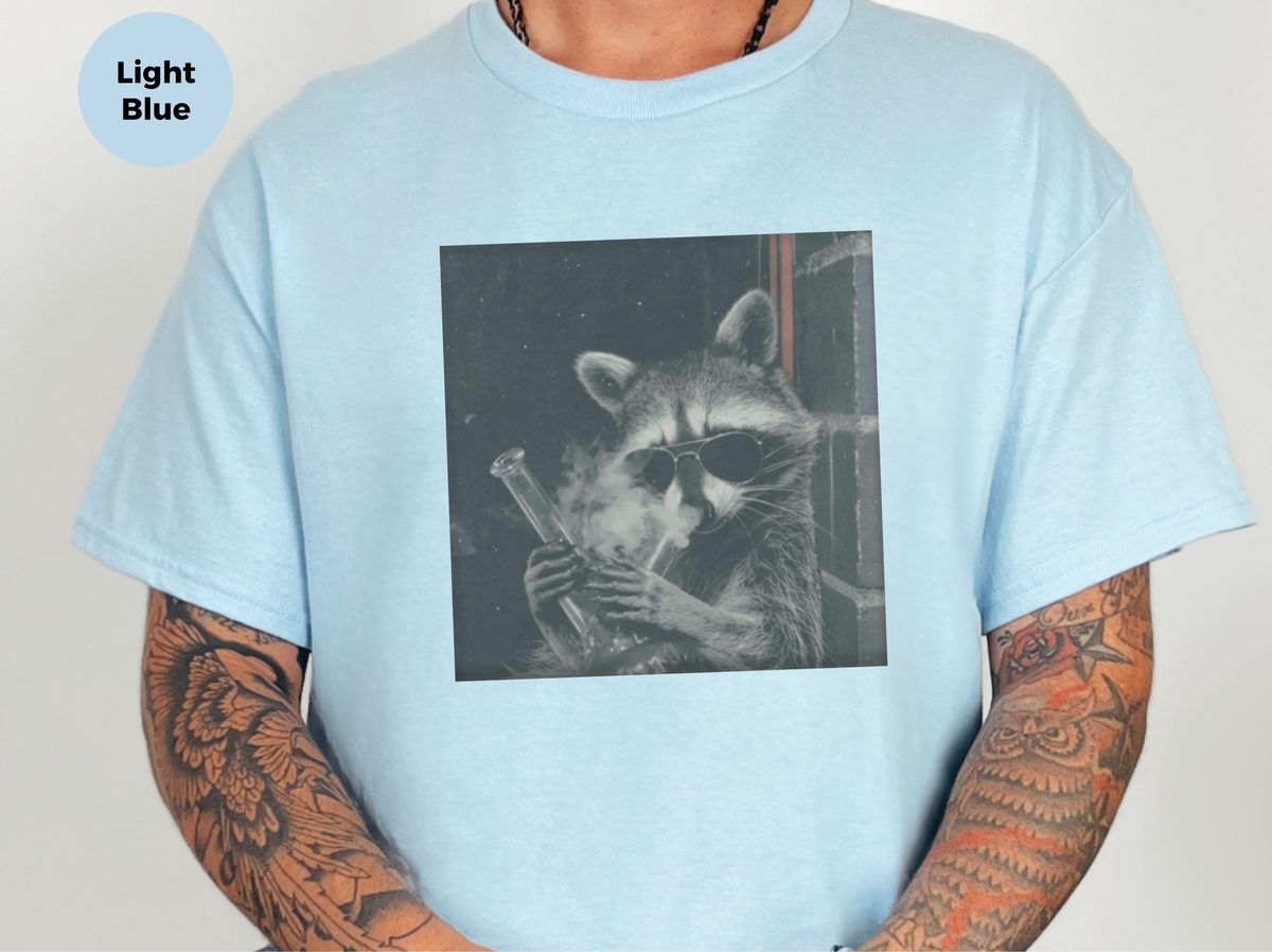 Raccoon Hitting A Bong - Funny Stoner 420 Trash Panda T-Shirt