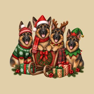 German Shepherd Christmas Sleigh Tee, German Shepherd Christmas Shirt