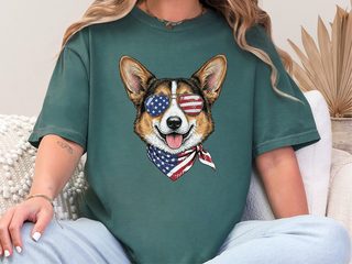 Patriotic Corgi Flag Sunglasses doodle dog shirt - photo 6