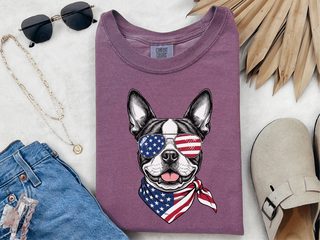 Patriotic Boston Terrier Sunglasses doodle dog shirt - photo 5