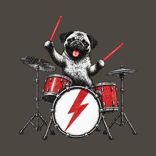 Rockstar Pug Drummer Comfort Colors Heavyweight Garment-Dyed T-Shirt
