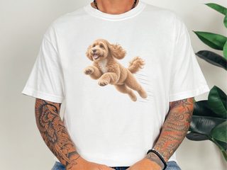 Jumping Cockapoo Speed Lines doodle dog shirt - photo 1
