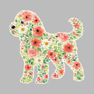 Cockapoo Floral Silhouette Watercolor Art Dog Puppy Lover Gift Tee