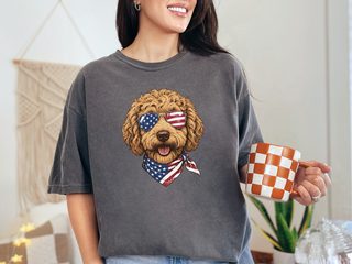 Patriotic Labradoodle American Flag doodle dog shirt - photo 3