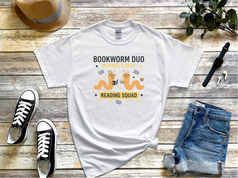 Bookworm Duo. Exclusive Reading Squad. Avid Reader Community Pride.