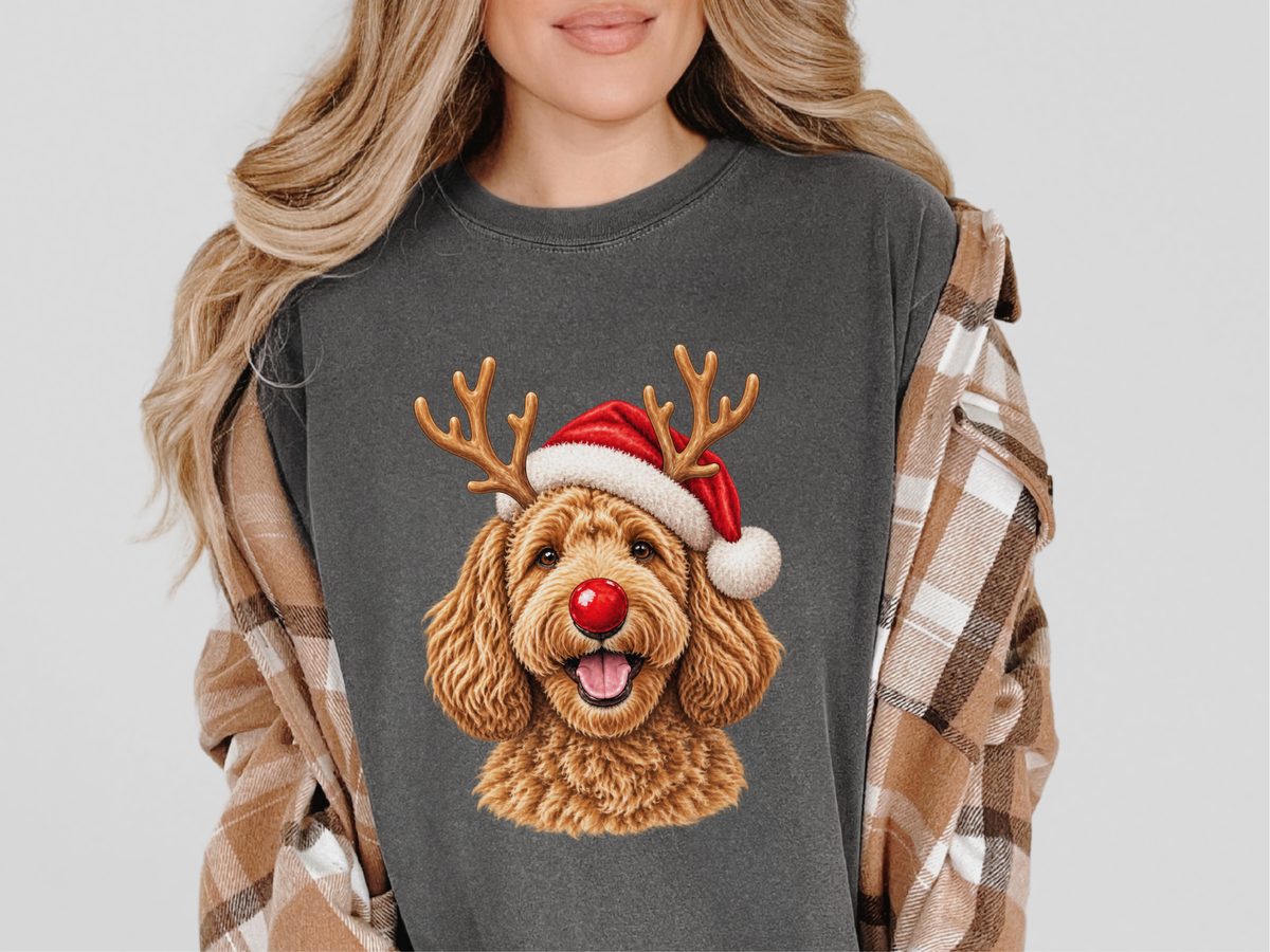 Labradoodle Reindeer Red Nose Dog Christmas Shirt Dog Mom Gift