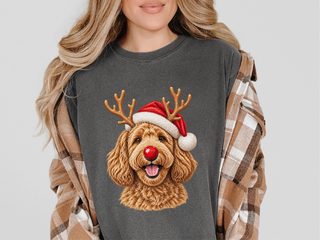 Labradoodle Reindeer Red Nose doodle dog shirt - photo 4