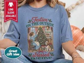 Festive Outside Stressed Inside Decorating funny shirt - photo 4