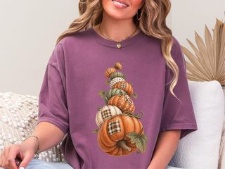 Stacked Patchwork Pumpkins Watercolor funny shirt - photo 8