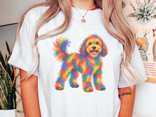 Rainbow Scribble Cavapoo Dog doodle dog shirt - photo 1
