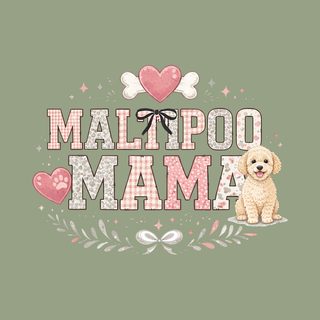 Maltipoo Mama Dog Lover Gift Pink Checkered Heart Bone Tee