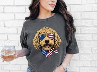 Patriotic Goldendoodle American Flag doodle dog shirt - photo 3