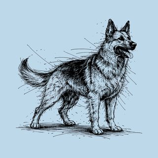 Loyal Guardian German Shepherd Sketch Art T-Shirt for GSD Lovers