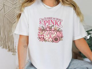 Pink Ribbon Autumn Pumpkins funny shirt - photo 2