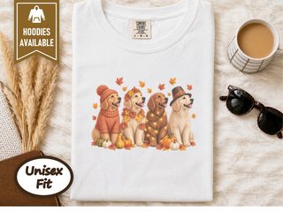 Festive Autumn Golden Retrievers doodle dog shirt - photo 1