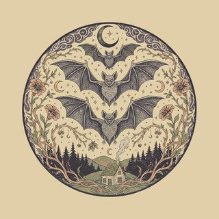 Bats Night Sky Comfort Colors Gothic Bat Tee - Vintage Wash Shirt