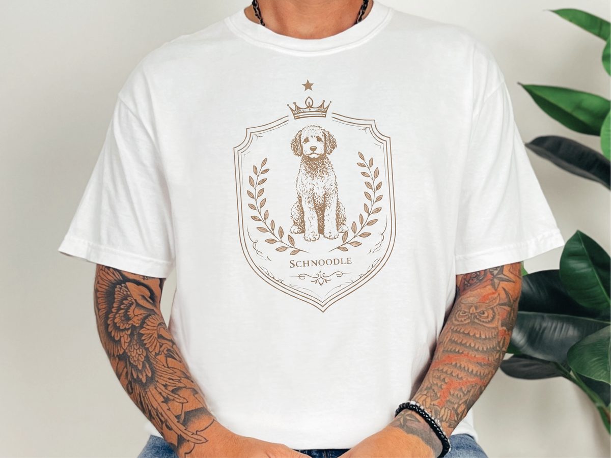 Schnoodle Royal Crest Dog Lover Vintage Art Illustration Pet Portrait