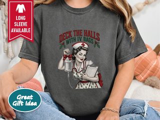 Vintage Christmas Pinup Nurse funny shirt - photo 3
