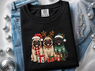 Christmas Pugs Holiday Trio doodle dog shirt - photo 2