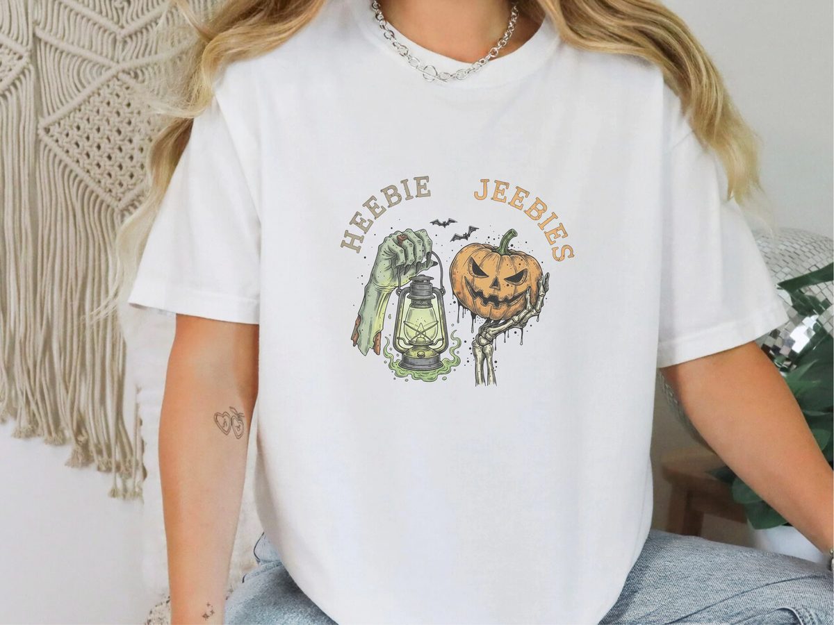 Comfort Colors Zombie Lantern Pumpkin Heebie Jeebies Graphic Tee