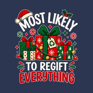 Most Likely To Regift Everything Christmas Pun Shirt Holiday Tee