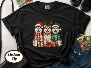 Christmas Husky Trio Presents doodle dog shirt - photo 4