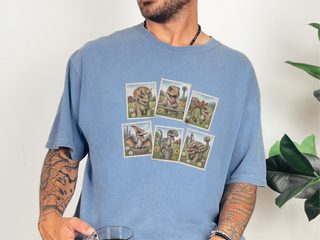 Vintage Dinosaur Stamp Collage funny shirt - photo 7