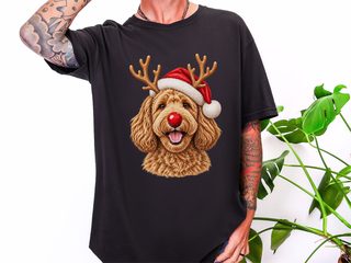 Labradoodle Reindeer Red Nose doodle dog shirt - photo 2