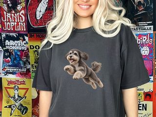 Jumping Schnoodle Speed Lines doodle dog shirt - photo 4
